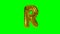 Big Letter R from alphabet helium gold balloon floating on green screen -