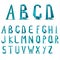 Big letters of alphabet from blue folded paper template