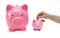 Big and little piggy moneybox as a saving concept