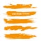 Big long textured orange abstract smears set on a white background