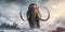 big mammoth in snow mountains area generative AI