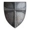 Big medieval crusader\'s metal shield isolated 3d illustration