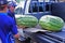 Big melon weigh in at The Chinchilla Melon Festival in Chinchilla Queensland Australia