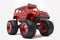 Big metal red toy car offroad with monster wheels, 3d rendering