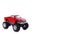 big metal red toy car offroad with monster wheels isolated on white background. copy space, template