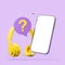 Big mock up smartphone and yellow headset with question mark, mobile support