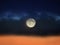 Big moon dramatic Orange sunset clouds  clear sky night starry sky universe cosmic cloud nature background