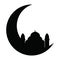 big mosque islam moon black and white silhouette vector illustration