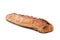 A big natural baguette with spices seeds, isolated on a white background. A baked product from flour.