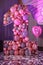Big number one of the pink color baloons for children`s birthday. Birthday party