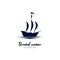 Big old classic pirate ship sailing logo icon silhouette