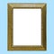 Big old luxury antique golden frame isolated on blue background