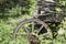 Big old wooden wheel of the ancient cart