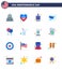 Big Pack of 16 USA Happy Independence Day USA Vector Flats and Editable Symbols of bloon; united; alcoholic; states; liquid