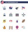 Big Pack of 16 USA Happy Independence Day USA Vector Flats and Editable Symbols of indianapolis; usa; army; thanksgiving; american