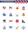 Big Pack of 16 USA Happy Independence Day USA Vector Flats and Editable Symbols of usa; map; american; hat; entertainment