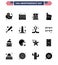 Big Pack of 16 USA Happy Independence Day USA Vector Solid Glyphs and Editable Symbols of bat; american; circus; usa; foam hand