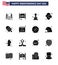 Big Pack of 16 USA Happy Independence Day USA Vector Solid Glyphs and Editable Symbols of cream; hat; day; cowboy; trophy