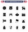 Big Pack of 16 USA Happy Independence Day USA Vector Solid Glyphs and Editable Symbols of day; political; cake; american;