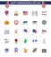 Big Pack of 25 USA Happy Independence Day USA Vector Flats and Editable Symbols of american; day; thanksgiving; saloon; bar