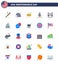 Big Pack of 25 USA Happy Independence Day USA Vector Flats and Editable Symbols of building; usa; burger; transport; rocket
