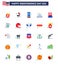Big Pack of 25 USA Happy Independence Day USA Vector Flats and Editable Symbols of hat; wisconsin; star; usa; capitol
