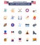 Big Pack of 25 USA Happy Independence Day USA Vector Flats and Editable Symbols of smoke; badge; ice sport; eagle; bird