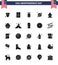 Big Pack of 25 USA Happy Independence Day USA Vector Solid Glyph and Editable Symbols of muffin; cake; american; party; bbq