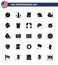 Big Pack of 25 USA Happy Independence Day USA Vector Solid Glyph and Editable Symbols of states; eagle; washington; bird; wedding