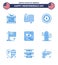 Big Pack of 9 USA Happy Independence Day USA Vector Blues and Editable Symbols of world; flag; dollar; american; international