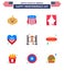 Big Pack of 9 USA Happy Independence Day USA Vector Flats and Editable Symbols of western; household; theatre; door; love