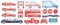 Big pack of different colorful cars, transport types and road signs: bus, delivery truck, ambulance vehicle, cabriolet, sedan.