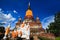 Big Pagoda in Old town temple in Thailand on blue sky day