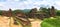 Big panorama from the old religious buildings from the Champa empire - cham culture. In my son, near Hoi an, Vietnam