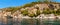 Big panorama of rocky coast of Hvar island - Croatia. Rocks over the sea. Cove Malo Zarace. Holiday in Croatia