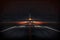 Big passenger airplane lands in airport at night. Neural network generated art