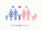 Big patchwork family separation concept pictogram