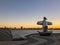 Big Penguin in a boat sculpture at Elizabeth Quay in Perth, Australia