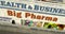 Big Pharma and pharmaceutical business newspaper printing press