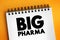 Big Pharma is a term used to refer to the global pharmaceutical industry, text concept on notepad