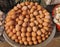 Big pile of fresh chicken eggs presented in a local market of south asia to sell. Stack of Farm chicken eggs