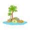 Big pile of money lying on a tropical island, offshore banking concept vector Illustration