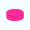 Big pink hockey puck with space for logo and lettering. Vector drawing on white background.