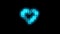 Big pixel heart glow with blue neon light and flashing, futuristic style,