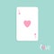 Big poker playing card with heart sign Love background Flat design