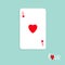 Big poker playing card with red heart sign Love background Flat design