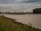 Big pushing ship drives upstream the rhine, Grieth am Rhein, Ger