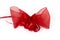 A big red bow / ribbon isolated on white background. Present packing, gifting, valentine`s day decoration or xmas gift concept