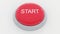 Big red button with start inscription. Conceptual 3D rendering