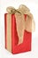 Big Red Christmas Gift Box Wrapped in Burlap Bow